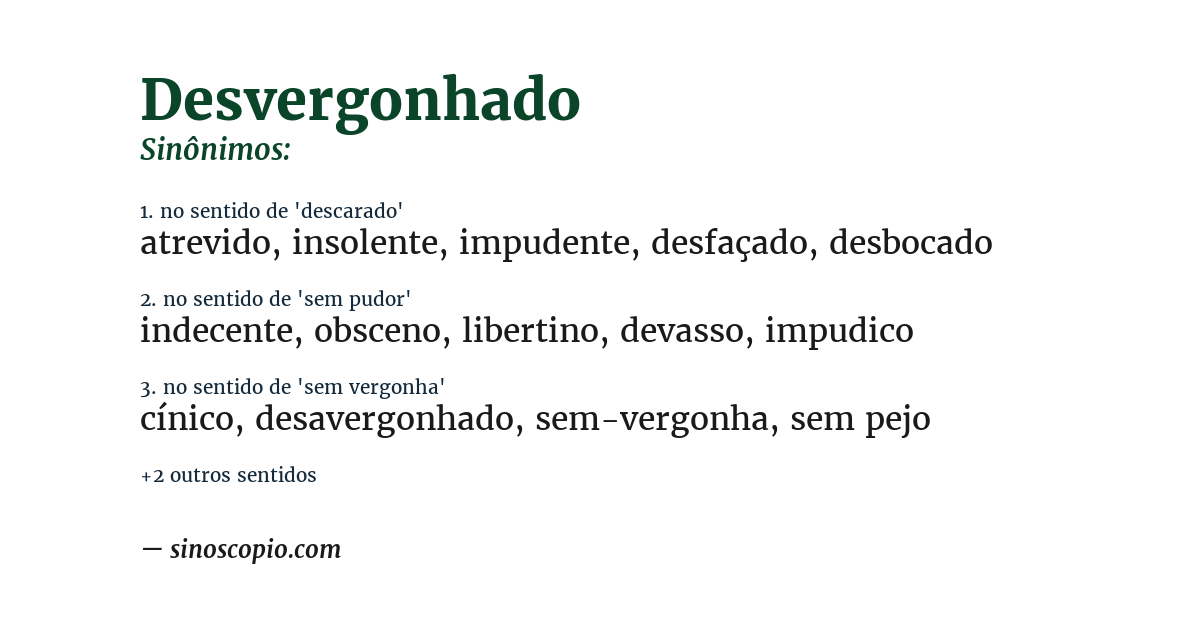 Sinônimo de desvergonhado
