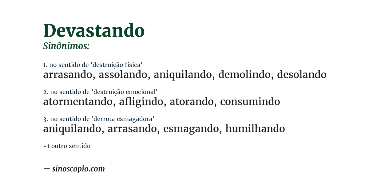 Sinônimo de devastando