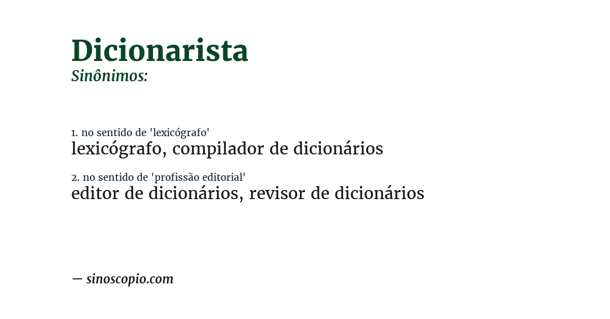 Sinônimo de dicionarista