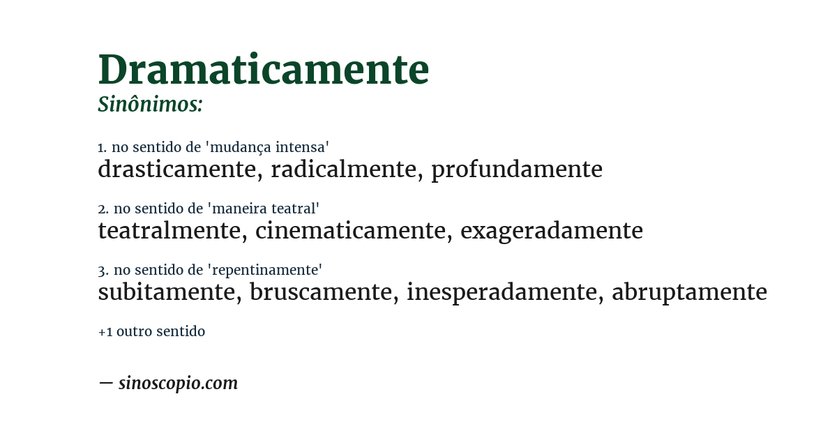Sinônimo de dramaticamente