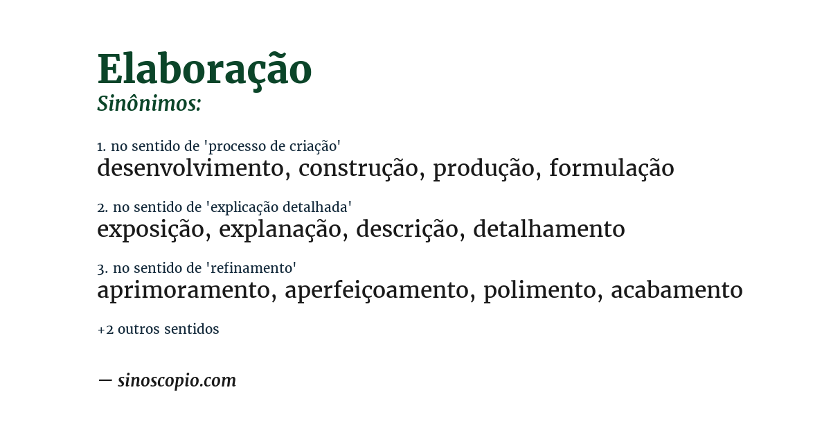 Sinônimo de elaboração