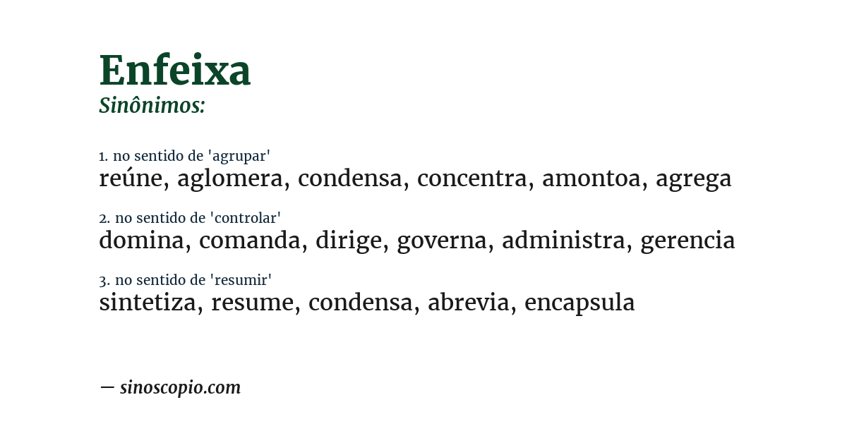 Sinônimo de enfeixa