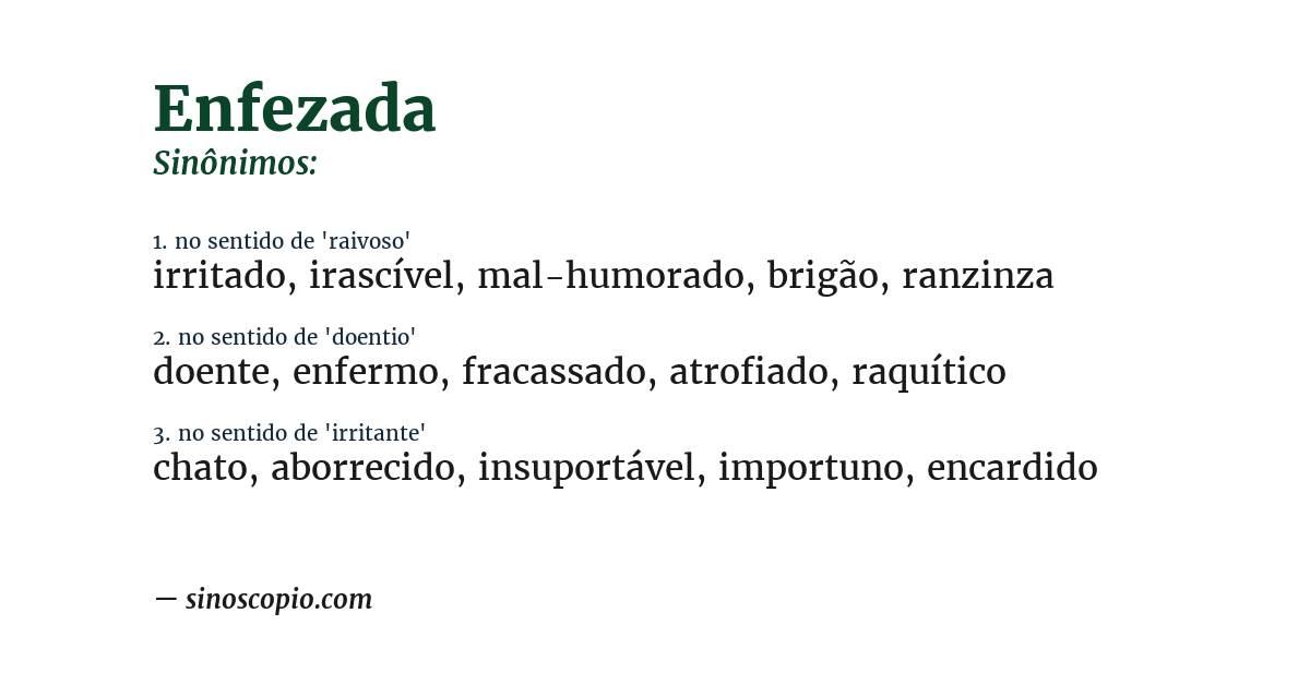 Sinônimo de enfezada