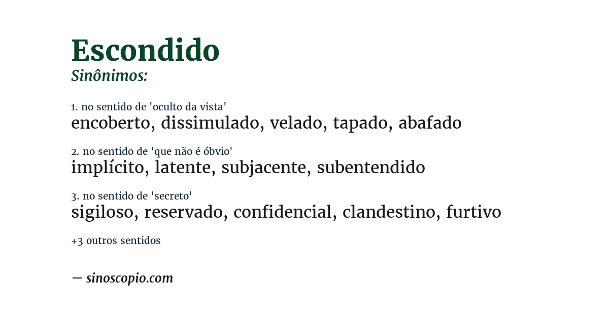 Sinônimo de escondido