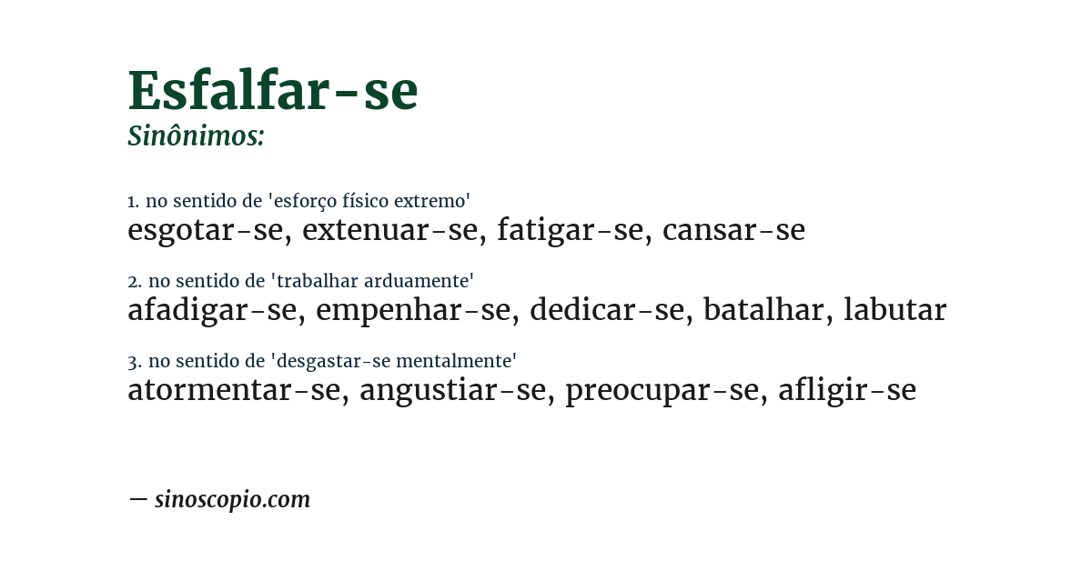 Sinônimo de esfalfar-se