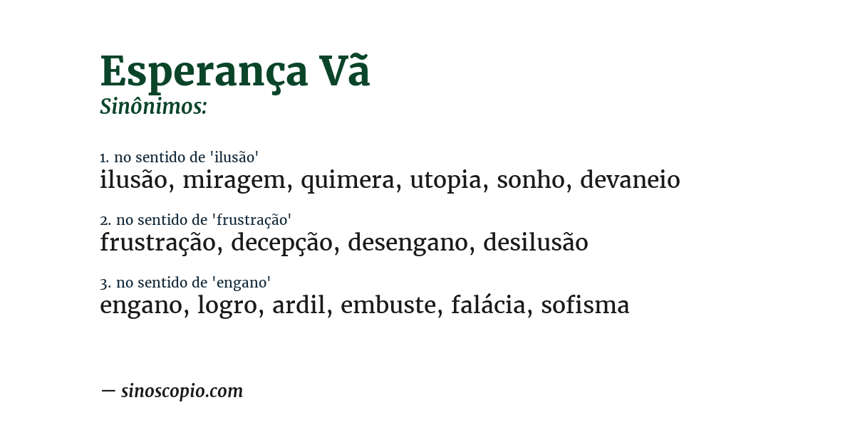 Sinônimo de esperança vã