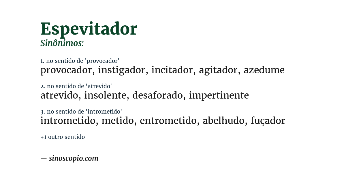 Sinônimo de espevitador