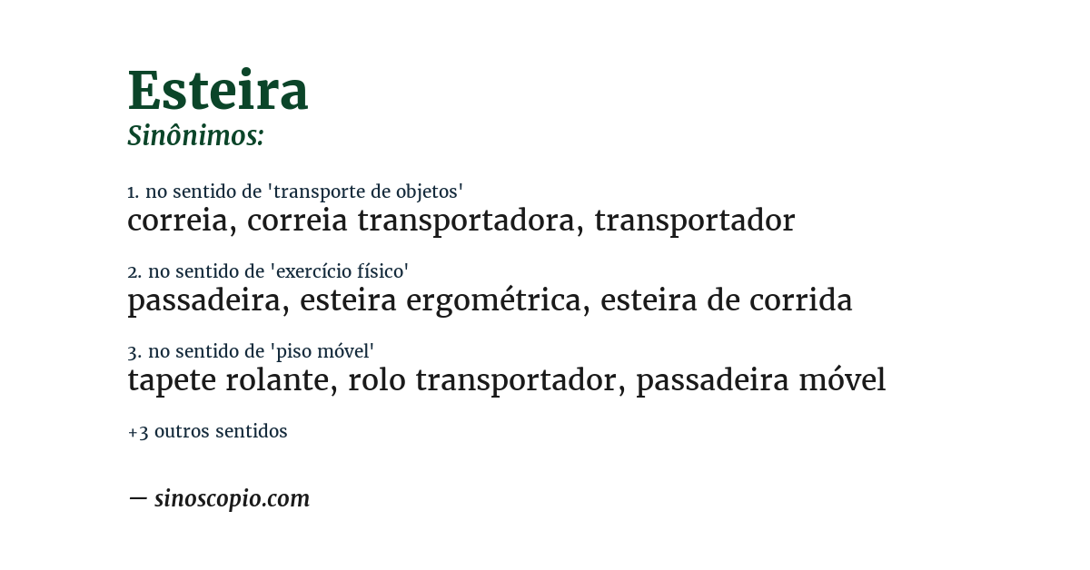 Sinônimo de esteira