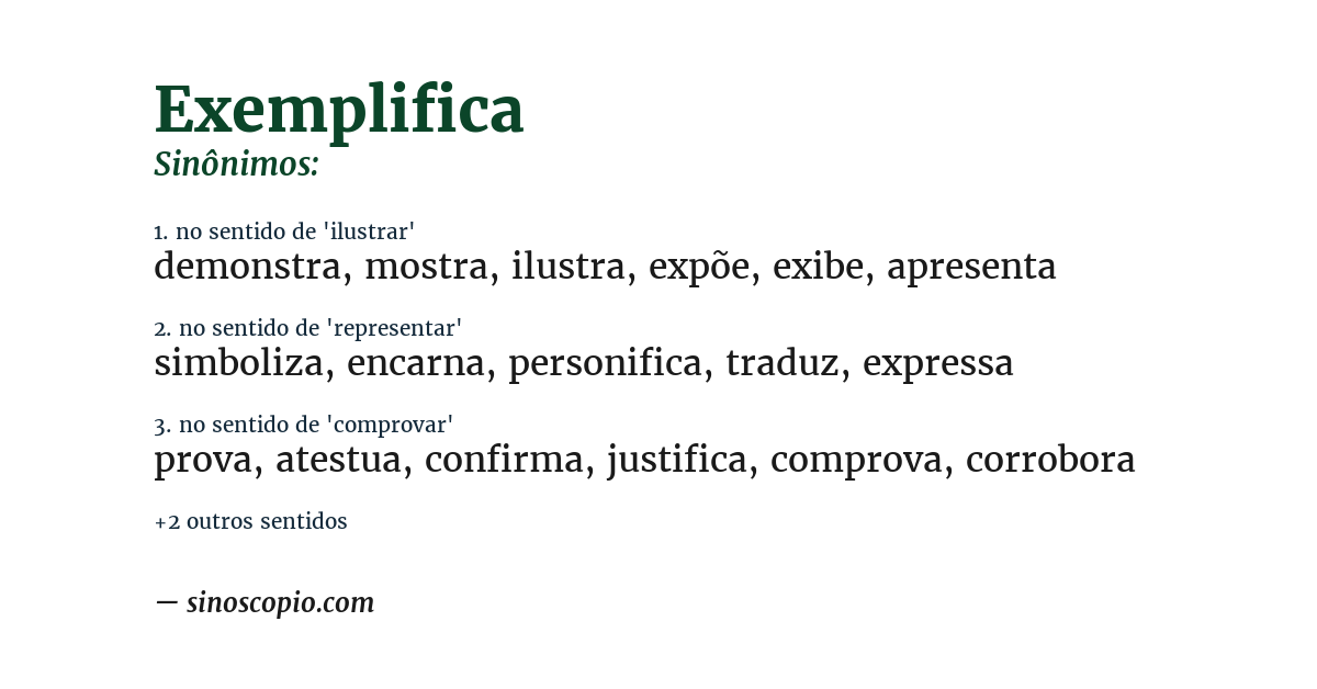 Sinônimo de exemplifica