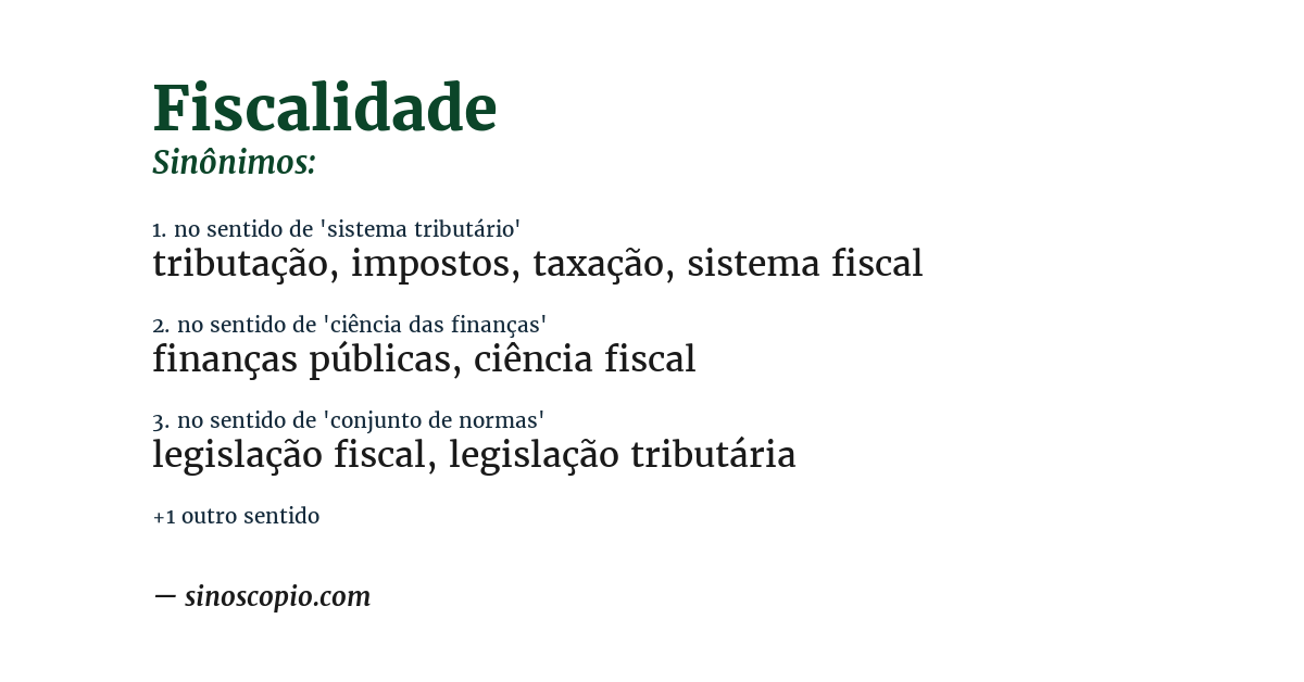 Sinônimo de fiscalidade