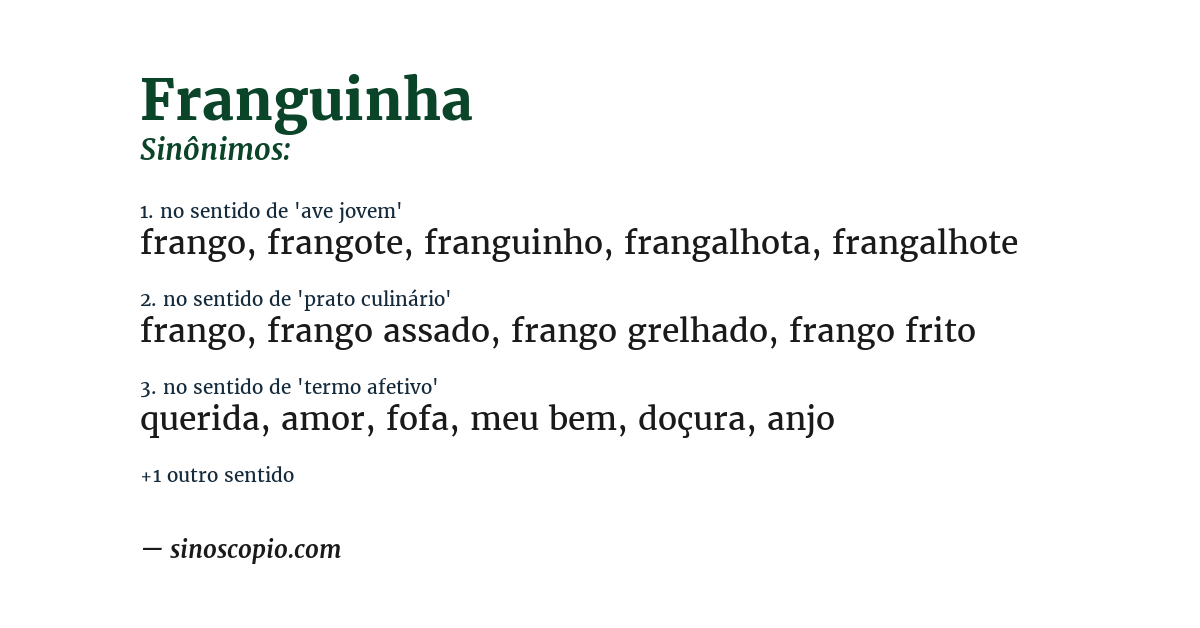 Sinônimo de franguinha
