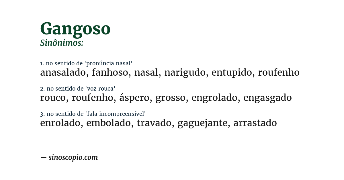 Sinônimo de gangoso