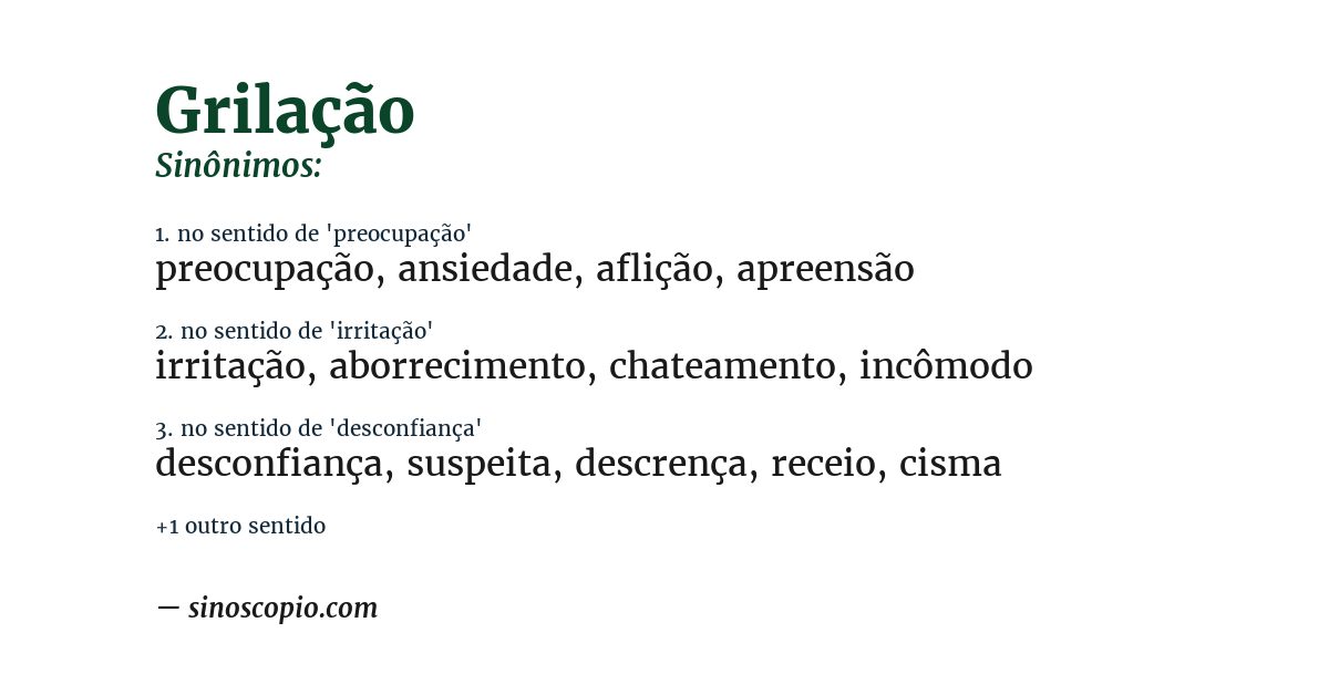 Sinônimo de grilação
