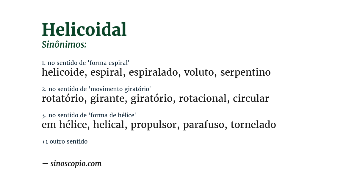 Sinônimo de helicoidal