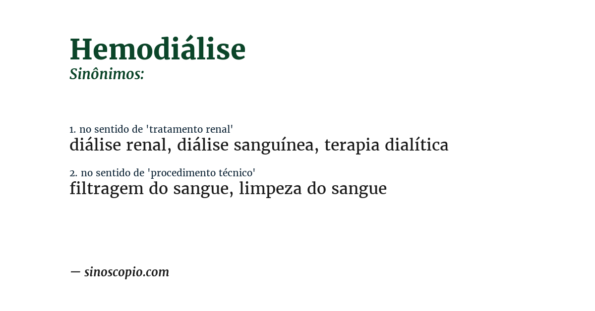 Sinônimo de hemodiálise