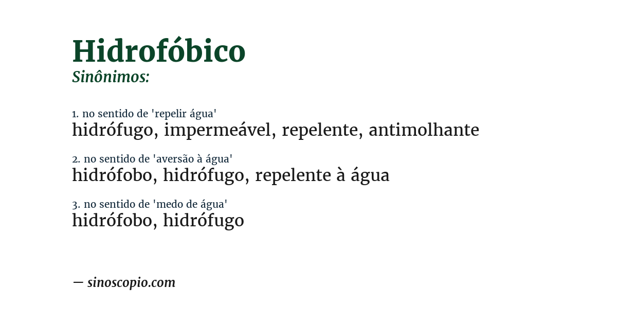 Sinônimo de hidrofóbico