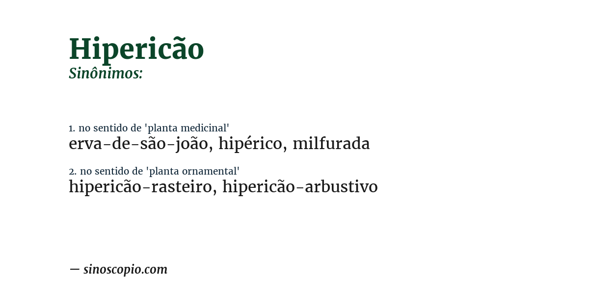 Sinônimo de hipericão