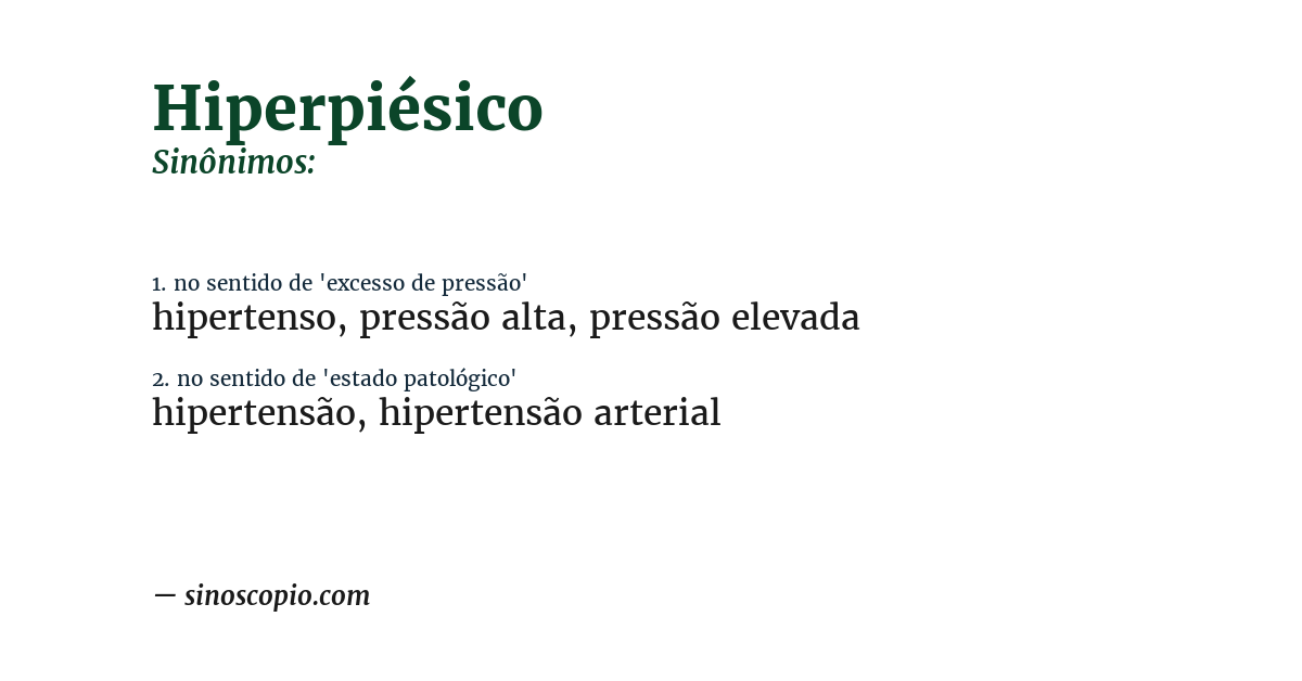 Sinônimo de hiperpiésico
