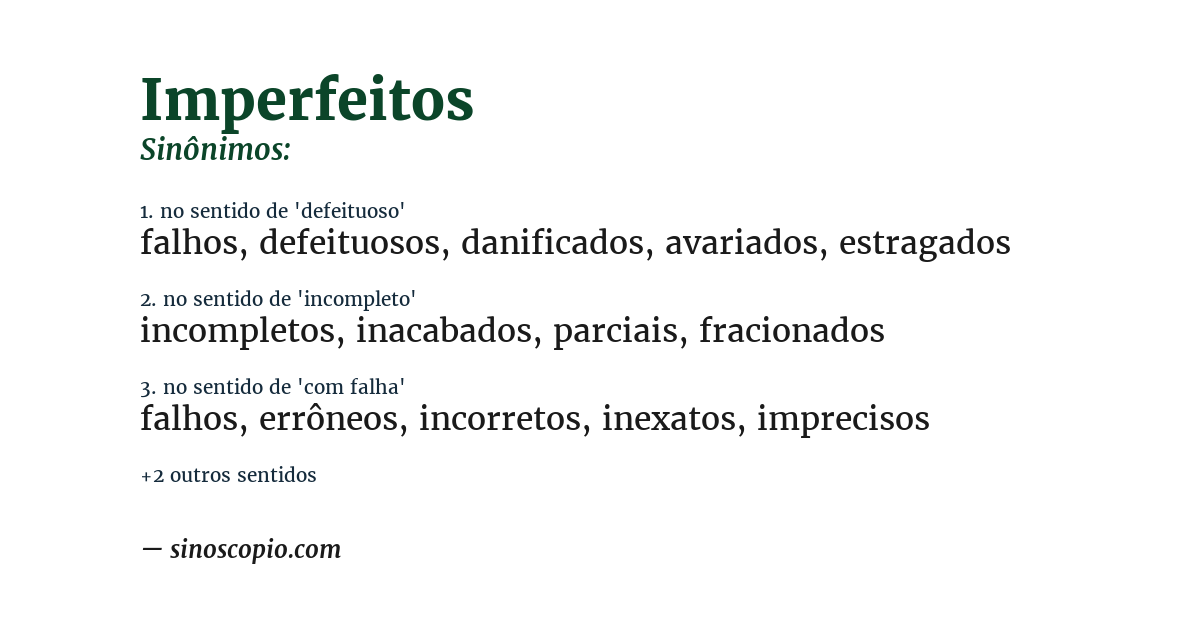 Sinônimo de imperfeitos