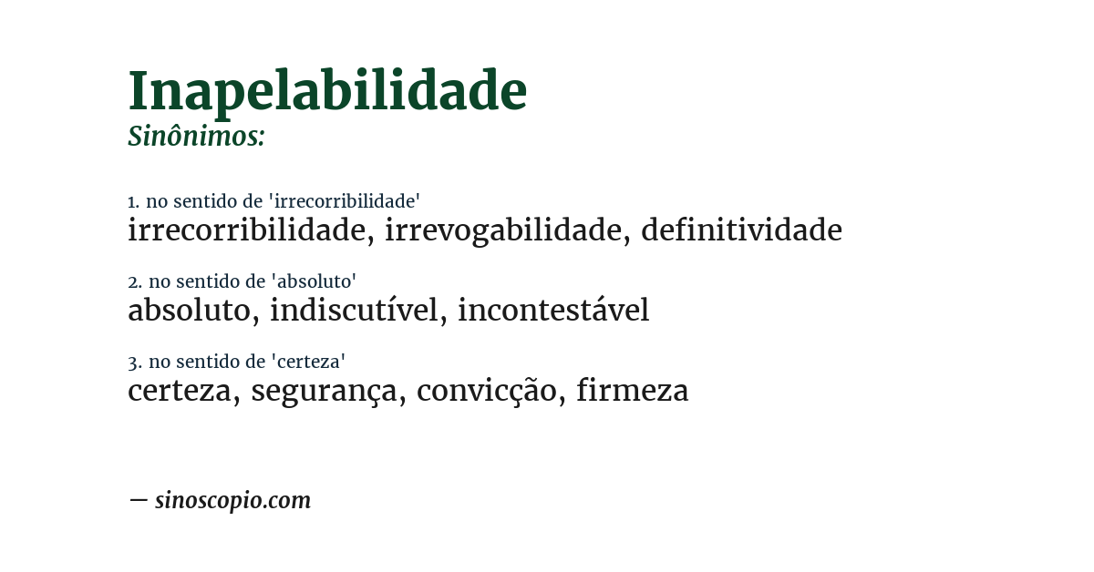 Sinônimo de inapelabilidade