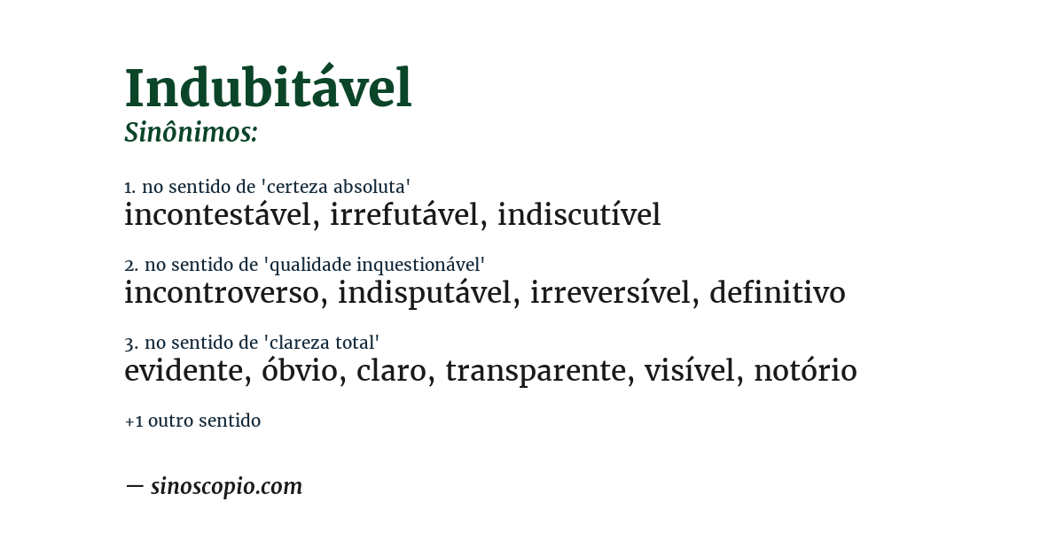 Sinônimo de indubitável