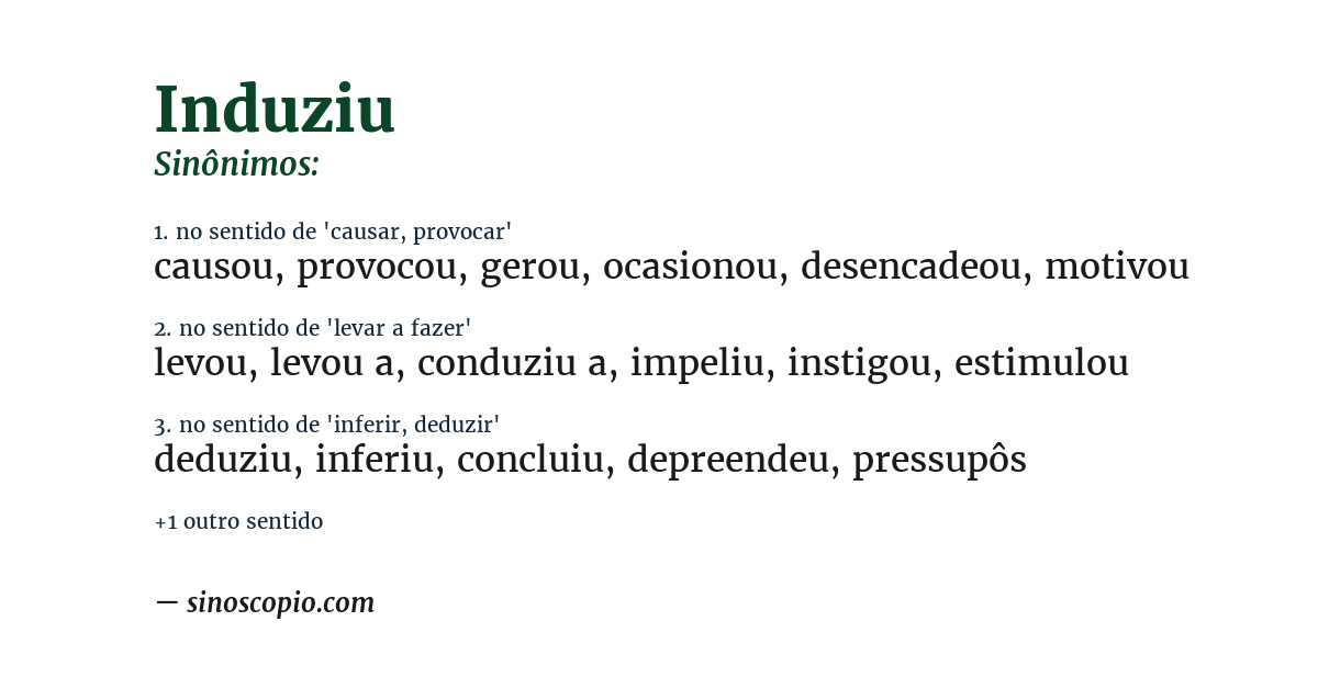 Sinônimo de induziu