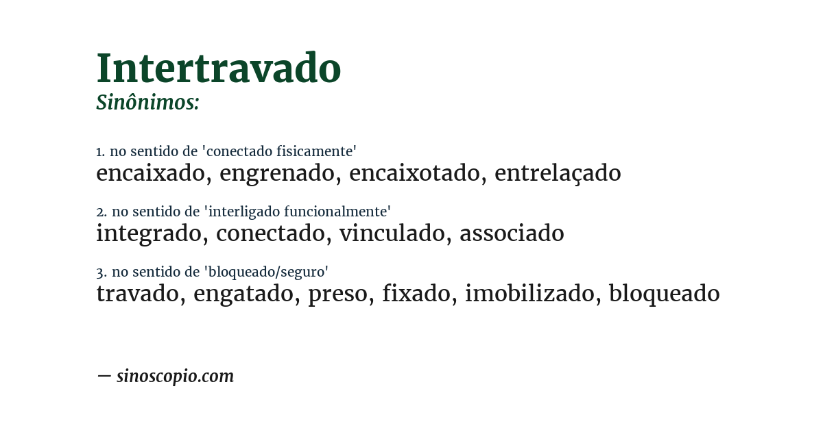 Sinônimo de intertravado