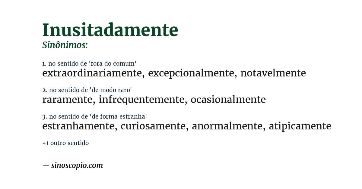 Sinônimo de inusitadamente