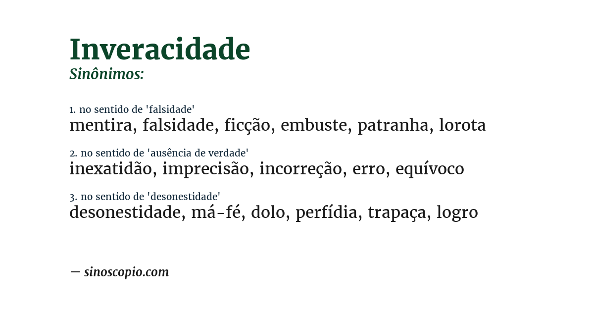 Sinônimo de inveracidade