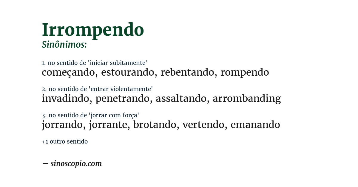 Sinônimo de irrompendo