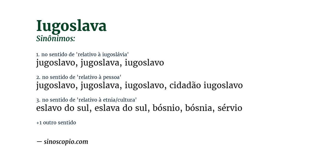 Sinônimo de iugoslava
