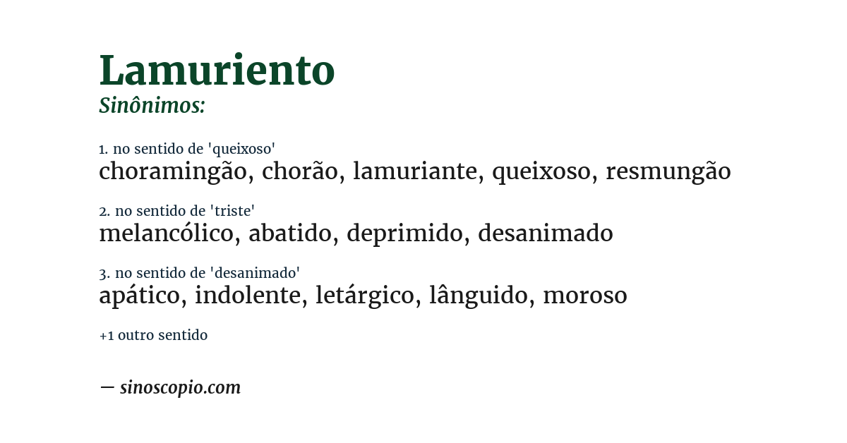 Sinônimo de lamuriento