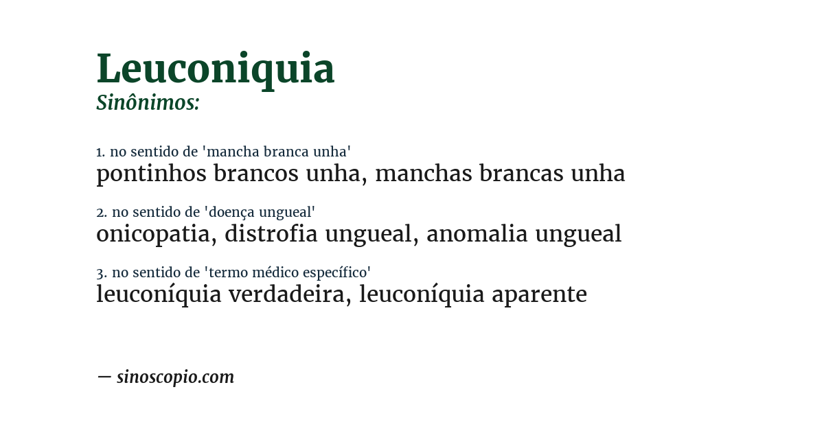 Sinônimo de leuconiquia
