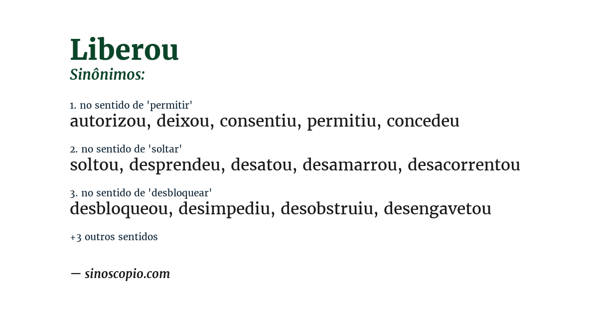Sinônimo de liberou