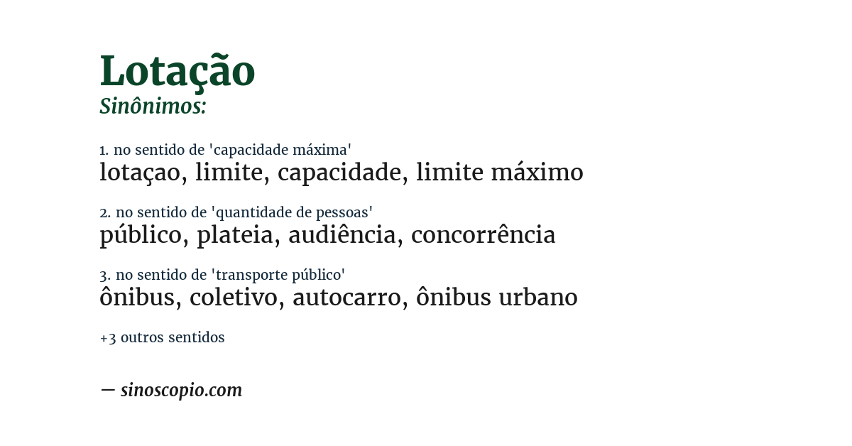 Sinônimo de lotação