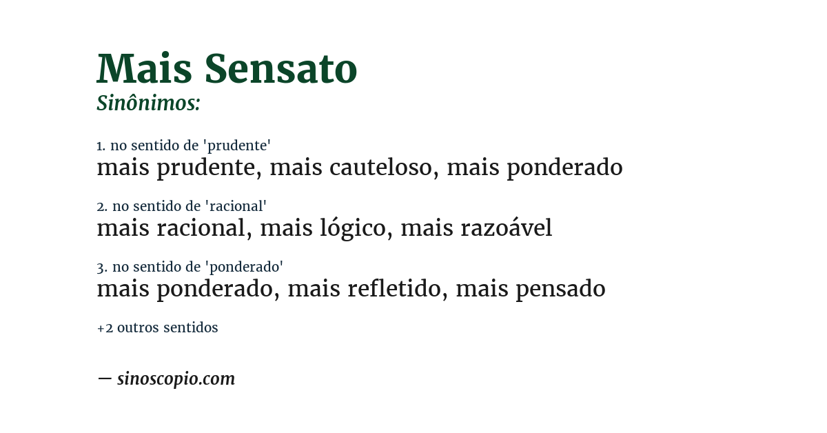 Sinônimo de mais sensato