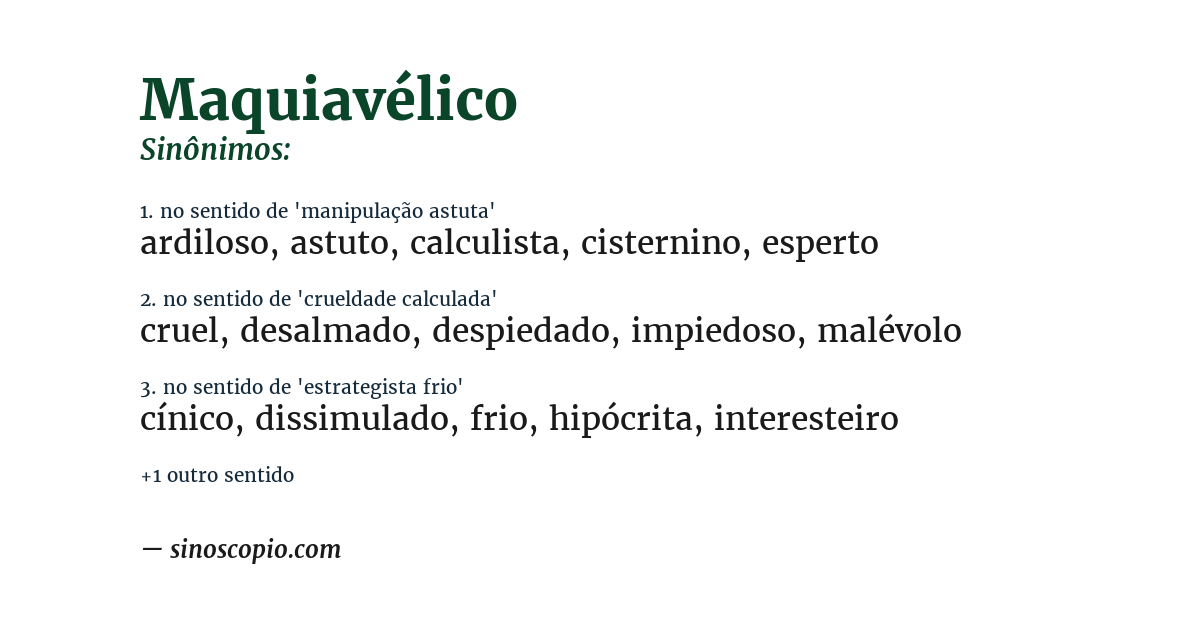 Sinônimo de maquiavélico