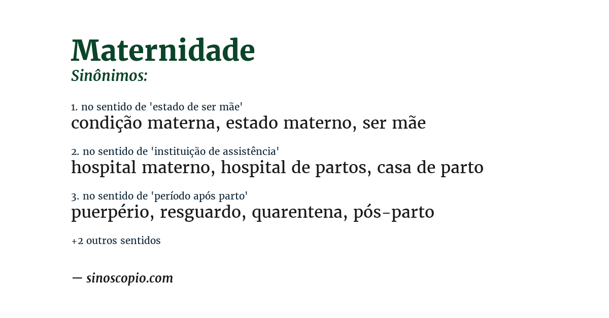 Sinônimo de maternidade