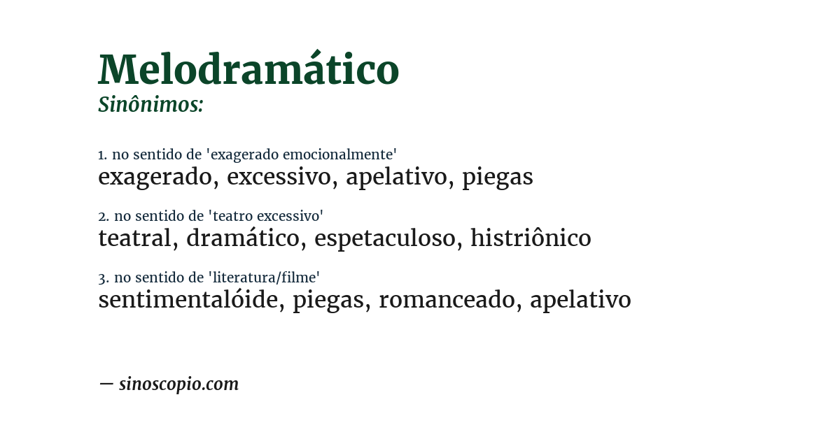 Sinônimo de melodramático