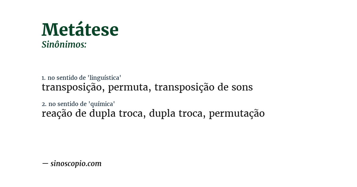 Sinônimo de metátese