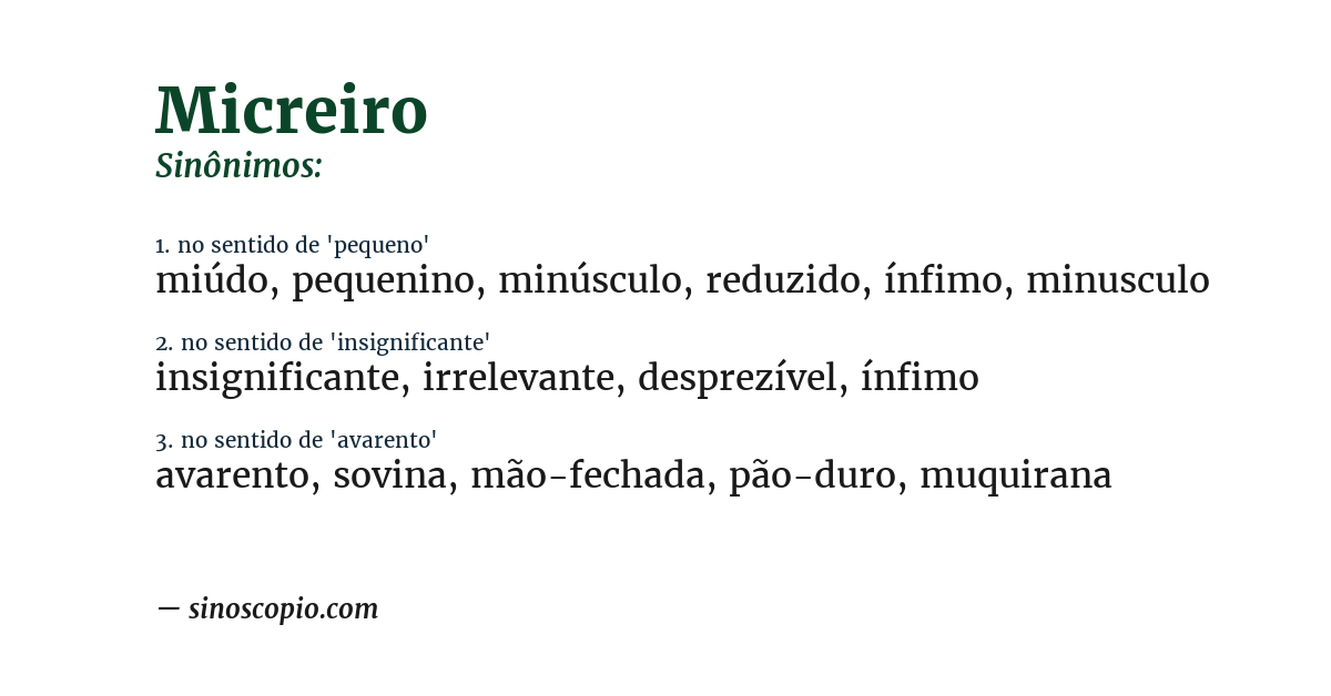 Sinônimo de micreiro