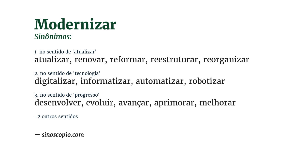 Sinônimo de modernizar