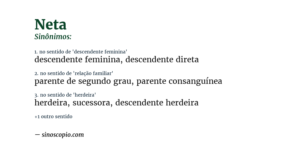 Sinônimo de neta