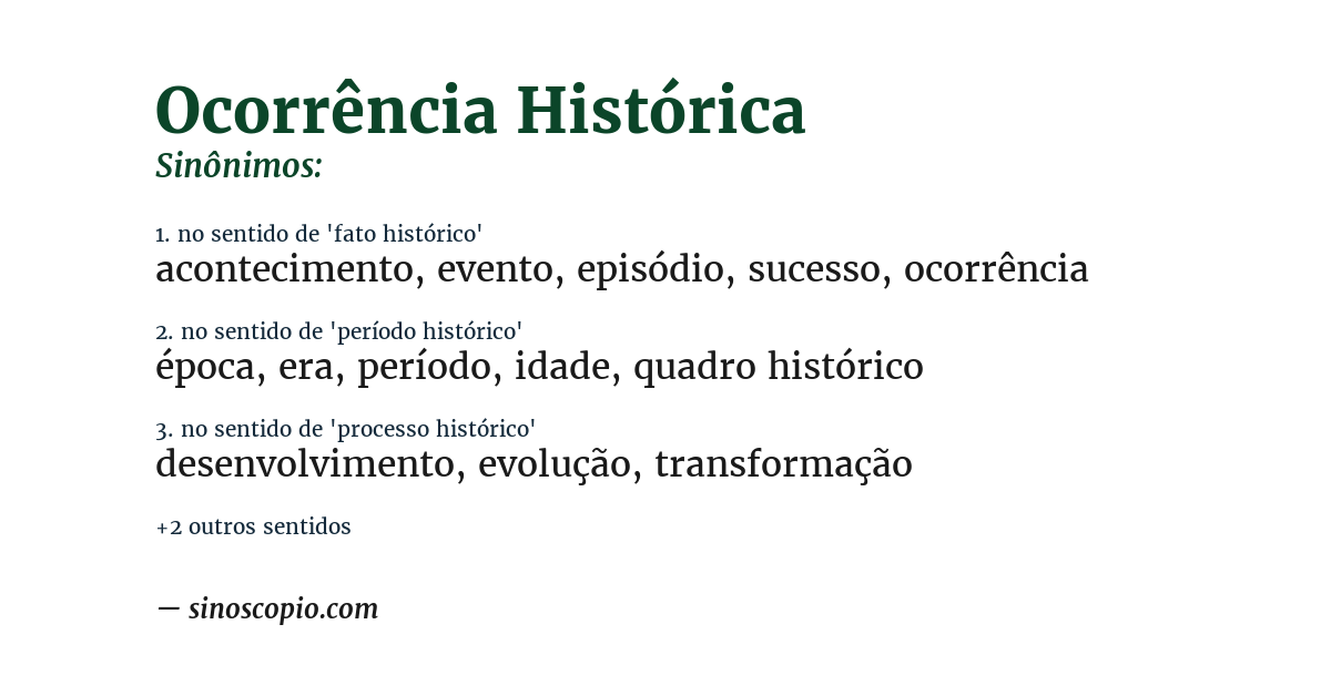 Sinônimo de ocorrência histórica