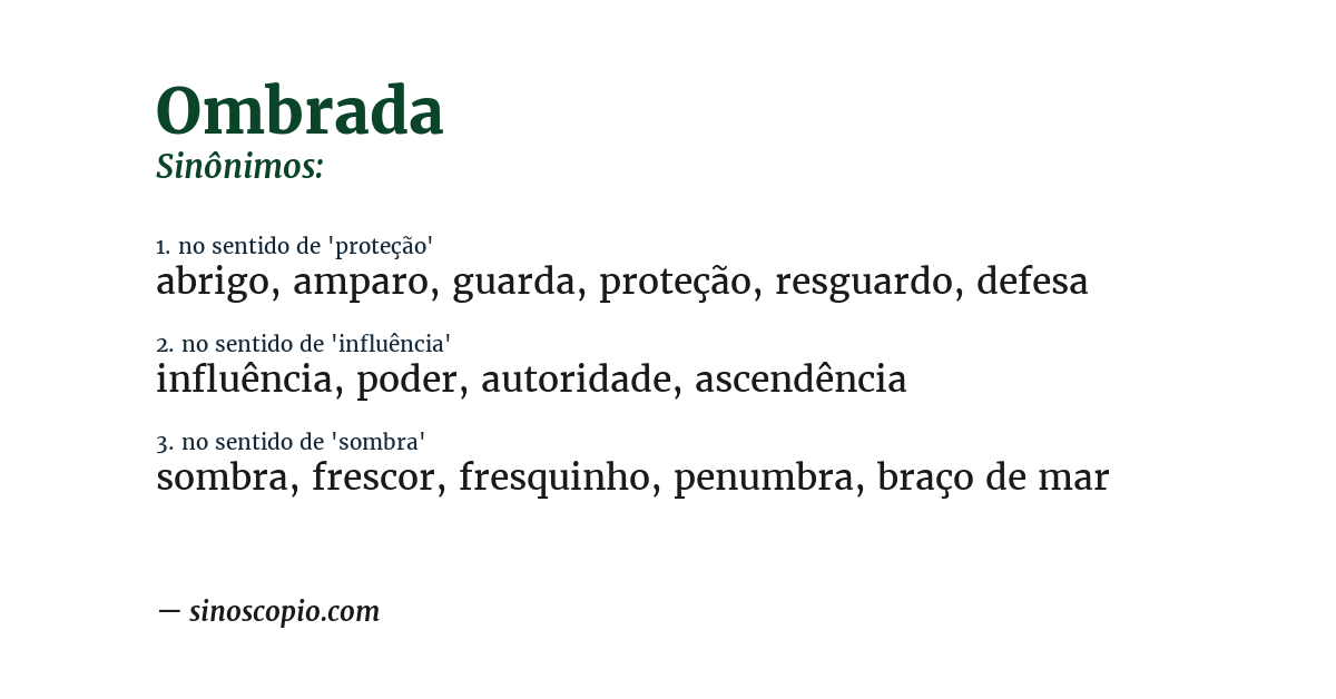 Sinônimo de ombrada