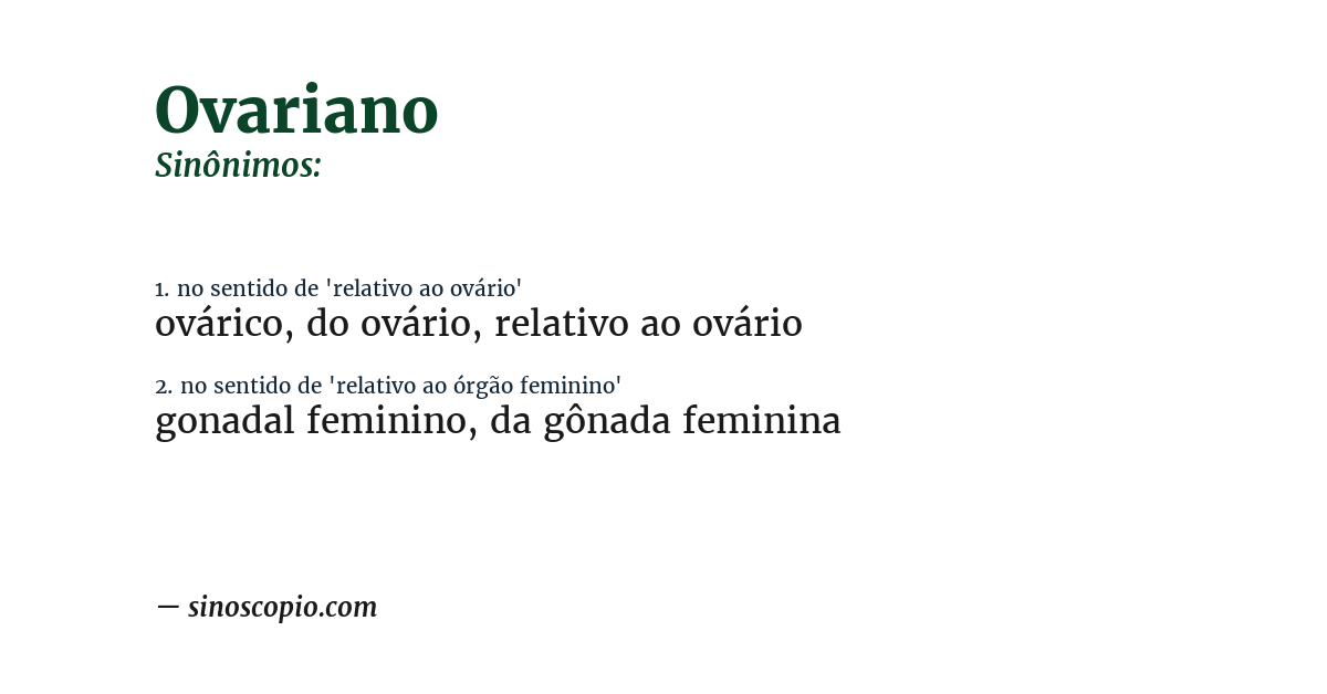 Sinônimo de ovariano