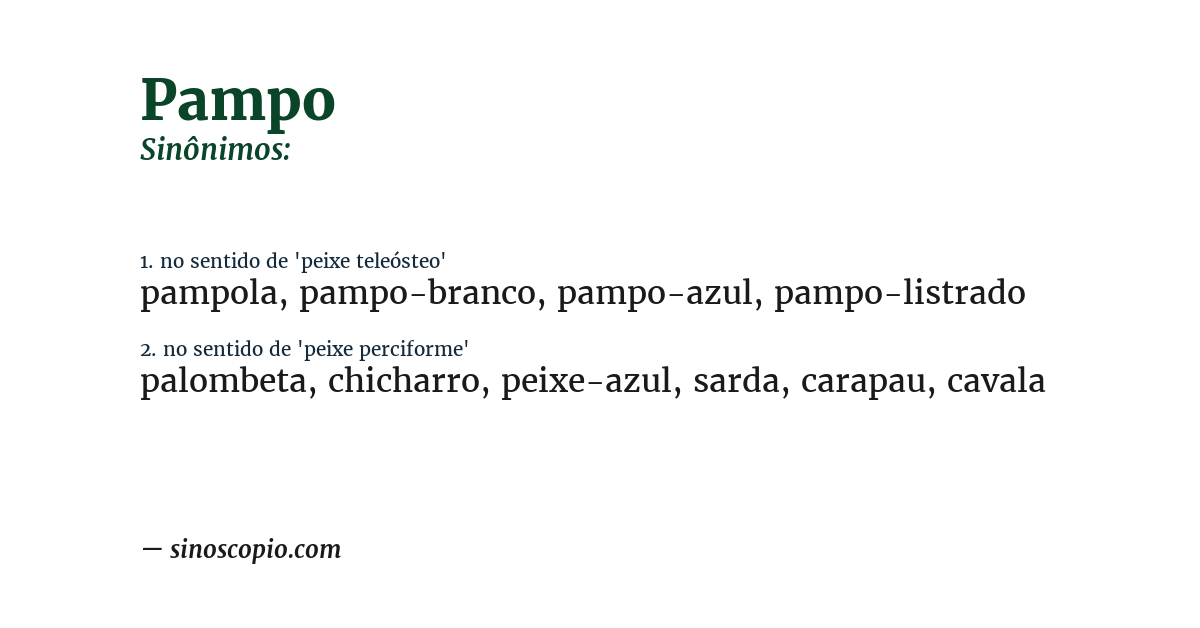 Sinônimo de pampo