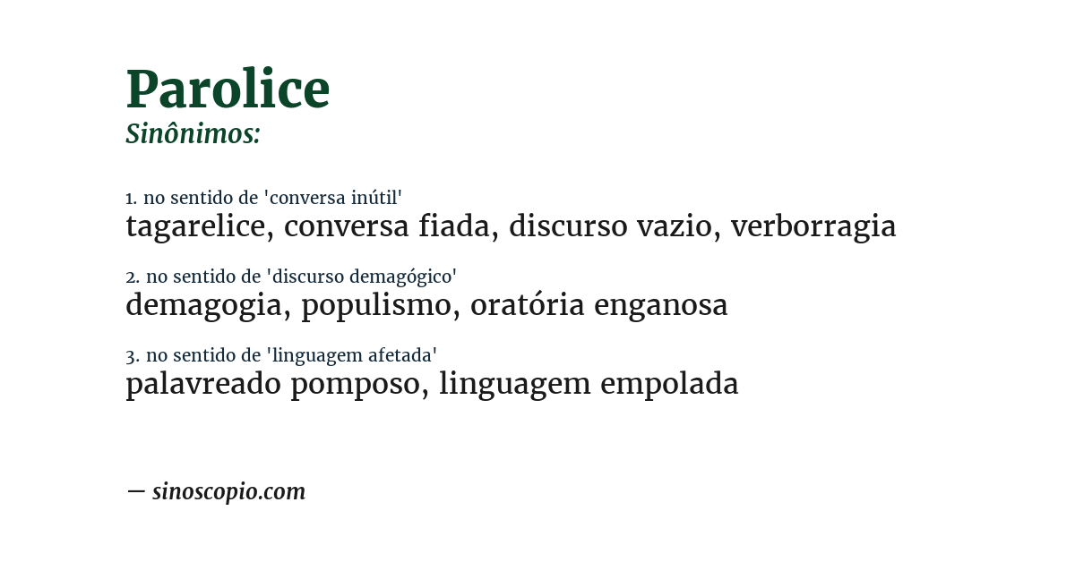 Sinônimo de parolice