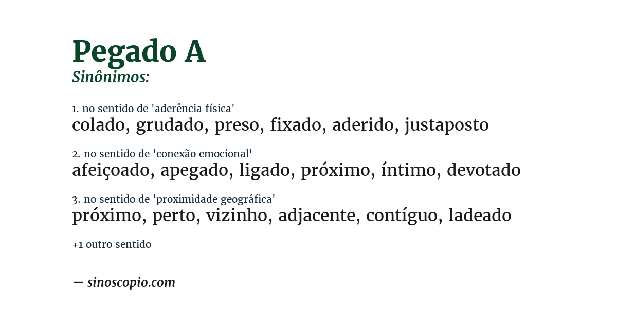 Sinônimo de pegado a