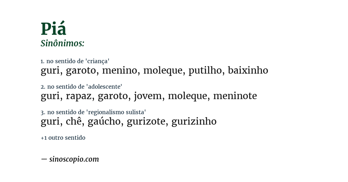 Sinônimo de piá